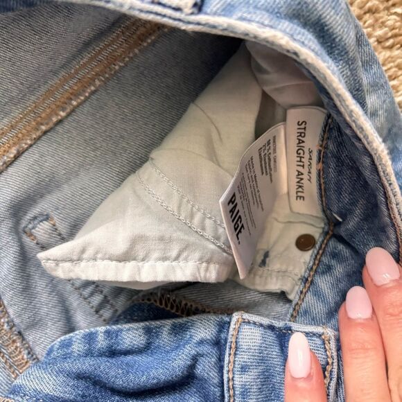 PAIGE Light Wash Sarah Straight ankle Distressed Jeans Size 27 - Picture 4 of 4